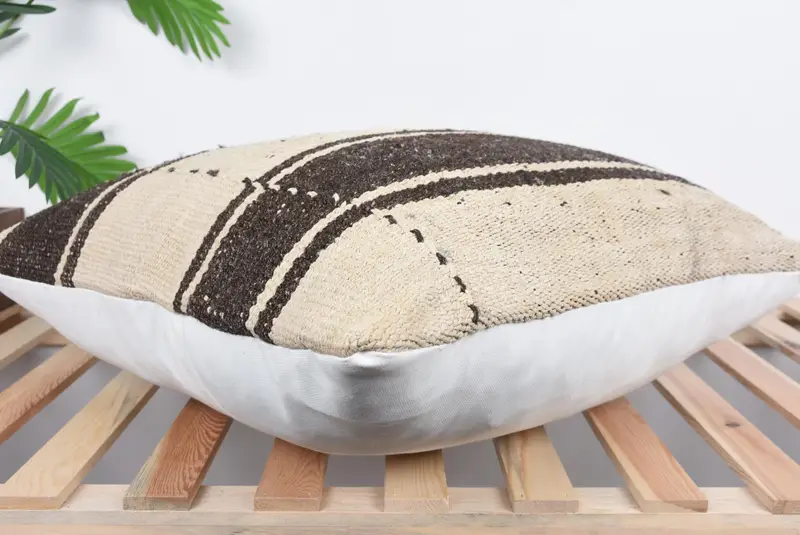 Kilim Cushion Sham, 24x24 Beige Pillow Cover, Outdoor Pillow Sham, Cushion, Pillow for Sofa, Vintage Kilim Pillow, Luxury Pillow Sham - 6