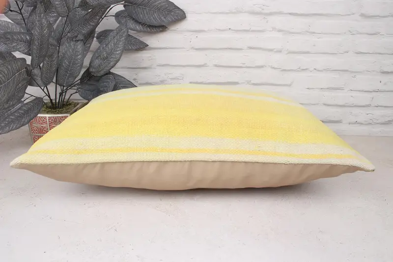 Kilim Cushion Sham, 16x24 Yellow Cushion, Pillow, Bohemian Cushion Cushion, Throw Kilim Pillow, Traditional Pillow Cover, Vintage Kilim Throw Pillow - 5