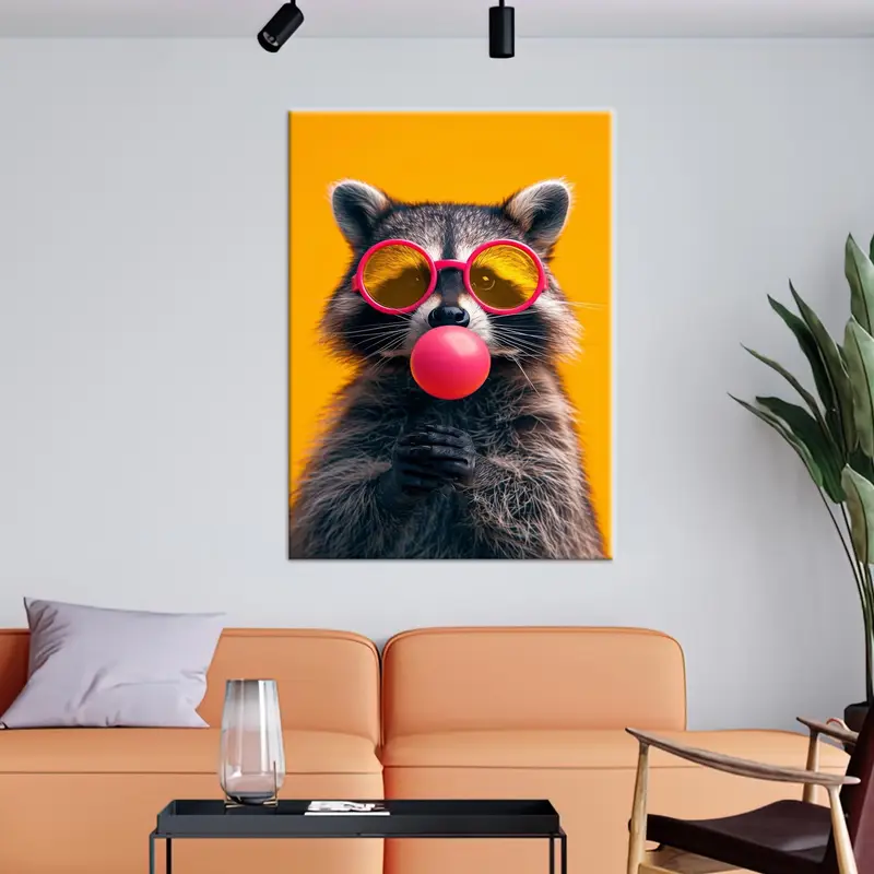 Raccoon with Bubble Gum, Raccoon Canvas Art, Funny Canvas Decor, Kids Room Decor, Abstract Wall Art, Modern Canvas Art, Personalized Gift - 3