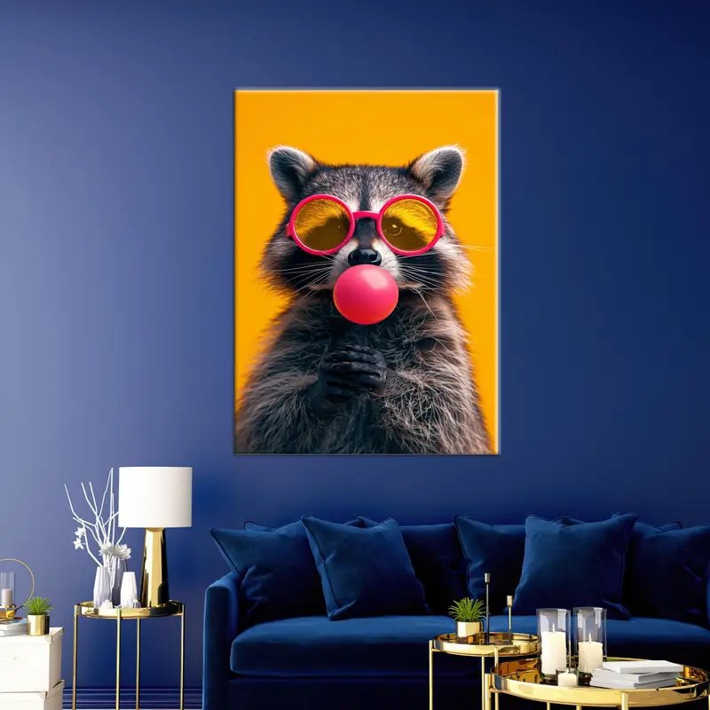 Raccoon with Bubble Gum, Raccoon Canvas Art, Funny Canvas Decor, Kids Room Decor, Abstract Wall Art, Modern Canvas Art, Personalized Gift - 2