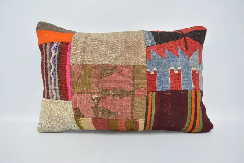 Pillow Case, Art Deco Cushion Case, Kilim Pillow Cover, 16x24 Brown Cushion, Turkish Kilim Pillow, Turkish Pillow, Ethnic Throw Pillow Case - 1