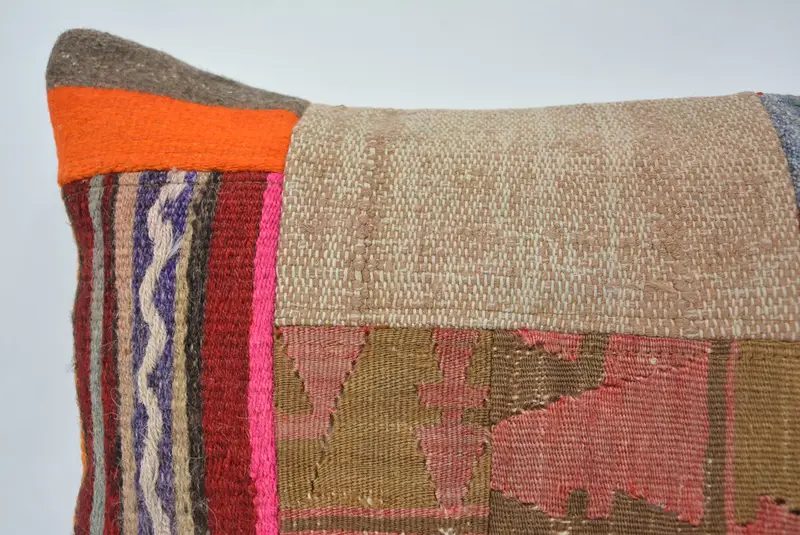 Pillow Case, Art Deco Cushion Case, Kilim Pillow Cover, 16x24 Brown Cushion, Turkish Kilim Pillow, Turkish Pillow, Ethnic Throw Pillow Case - 2