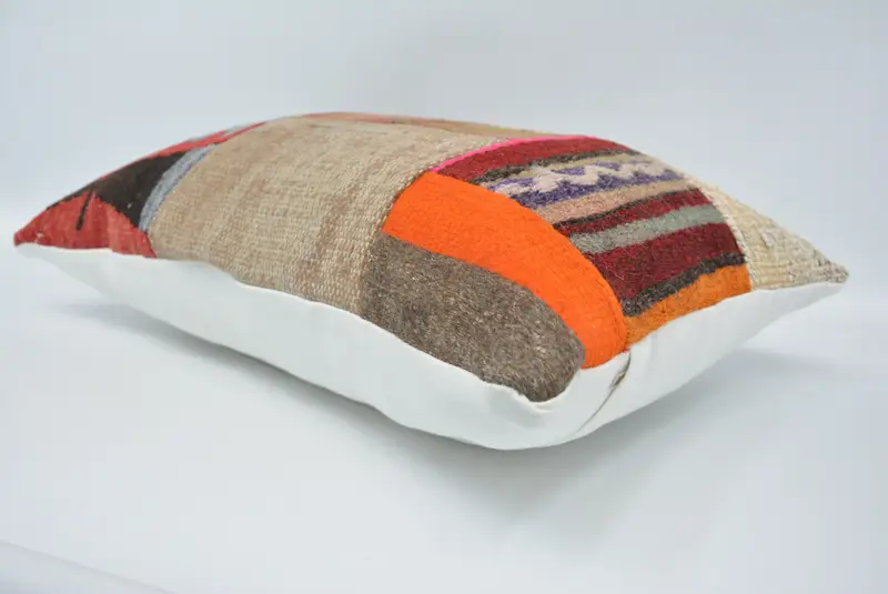 Pillow Case, Art Deco Cushion Case, Kilim Pillow Cover, 16x24 Brown Cushion, Turkish Kilim Pillow, Turkish Pillow, Ethnic Throw Pillow Case - 6
