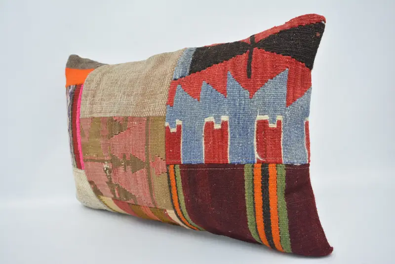 Pillow Case, Art Deco Cushion Case, Kilim Pillow Cover, 16x24 Brown Cushion, Turkish Kilim Pillow, Turkish Pillow, Ethnic Throw Pillow Case - 4