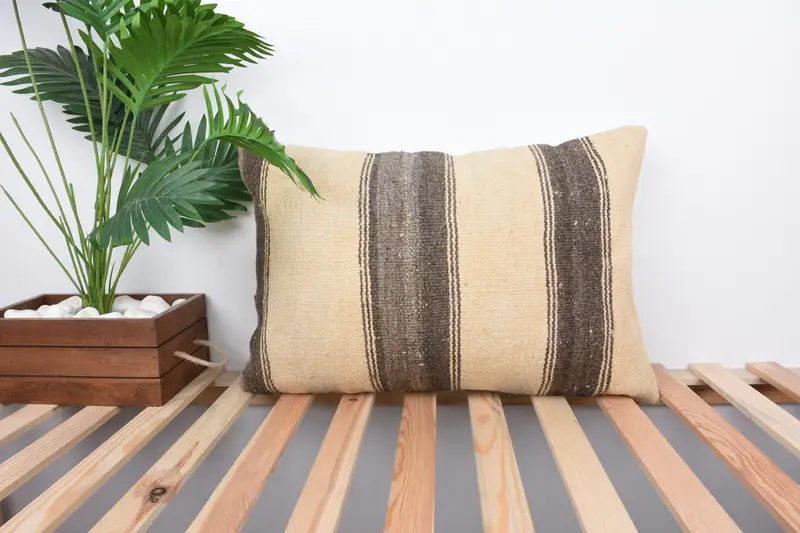 16x24 Beige Pillow Cover, Pillow for Couch, Home Decor Pillow, Cushion, Bright Cushion, Ethnical Kilim Rug Pillow, Outdoor Throw Pillow Cover - 1