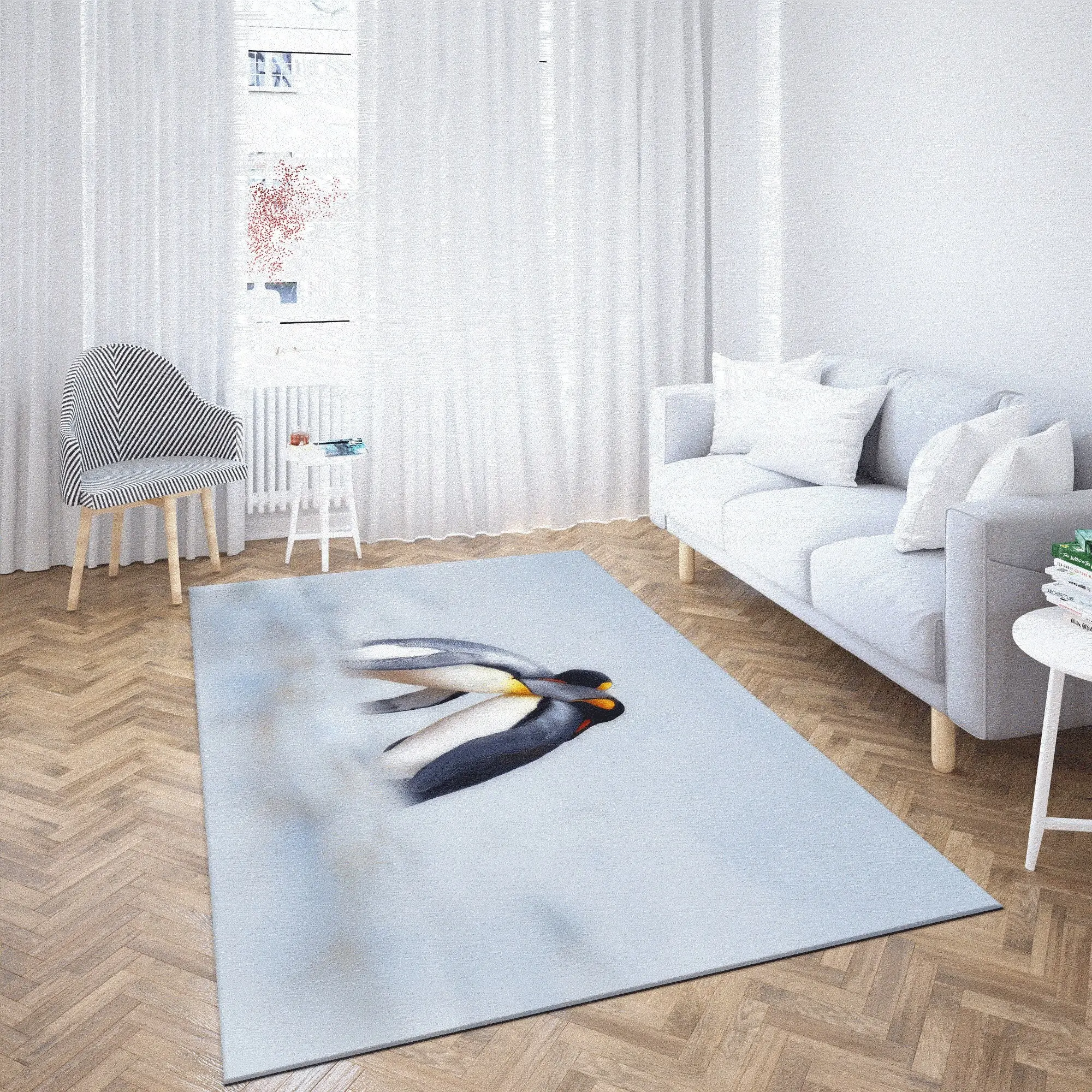 Penguin Print Rug: Modern, Cute, Trendy, Perfect Penguin Lover Gift - 1