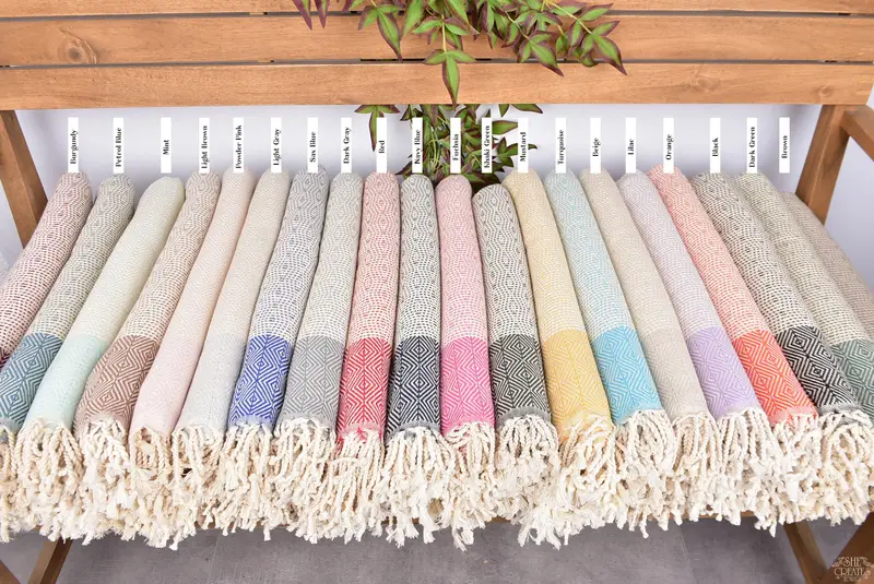 Gift For Wedding Day, 70x40 Cotton Diamond Towel, Handmade Gift, Best Friend Gift Ideas, Wedding Hand Made Gift, Home Decor Gifts, Housewarming Gift - 2