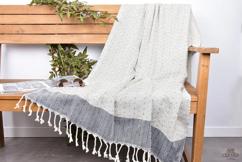 Gift For Wedding Day, 70x40 Cotton Diamond Towel, Handmade Gift, Best Friend Gift Ideas, Wedding Hand Made Gift, Home Decor Gifts, Housewarming Gift - 3