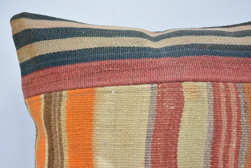 Turkish Pillow, Vintage Kilim Throw Pillow, 16x16 Orange Pillow, Handwoven Cushion Case, Wholesale Cushion, Vintage Kilim Pillow, Pillow Case - 2