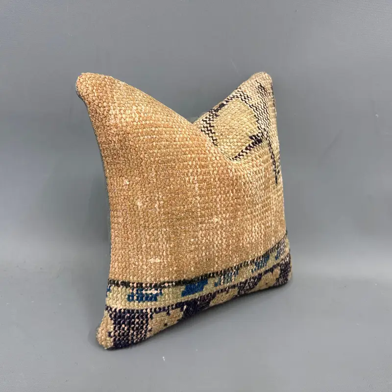 Vintage Throw Pillow Sham, Cushion, Bench Pillow Cover, Turkish Pillow, 12x12 Yellow Pillow Cover, Home Decor Pillow, Pillow for Sofa, Toss Pillow - 2