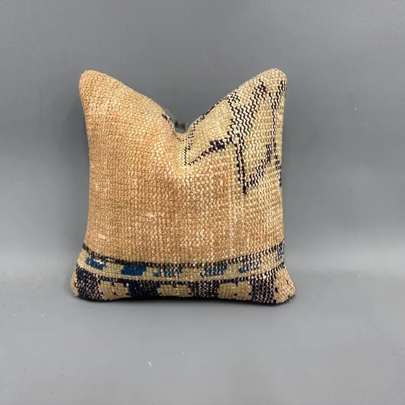 Vintage Throw Pillow Sham, Cushion, Bench Pillow Cover, Turkish Pillow, 12x12 Yellow Pillow Cover, Home Decor Pillow, Pillow for Sofa, Toss Pillow - 1