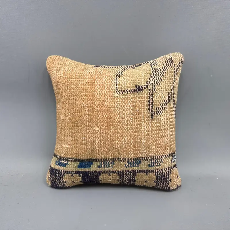 Vintage Throw Pillow Sham, Cushion, Bench Pillow Cover, Turkish Pillow, 12x12 Yellow Pillow Cover, Home Decor Pillow, Pillow for Sofa, Toss Pillow - 4