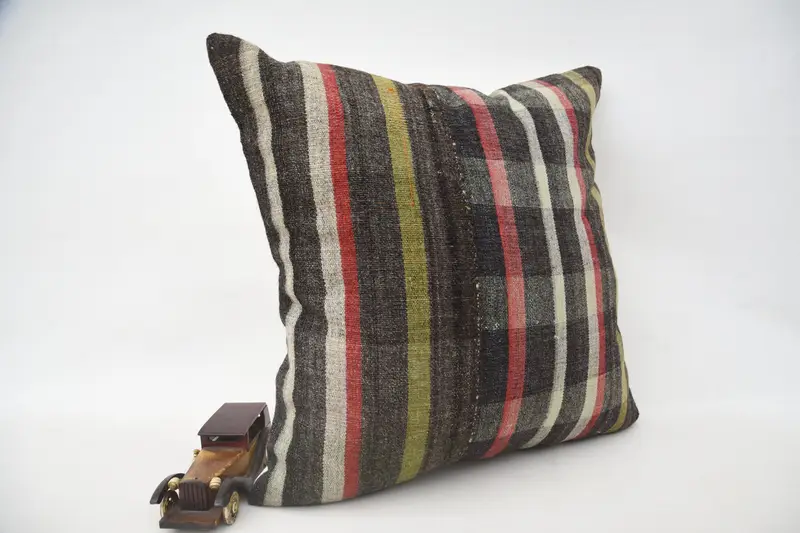 Antique Pillows, 24x24 Brown Pillow, Crochet Pattern Cushion, Cushion Case, Pillow for Sofa, Vintage Kilim Pillow, Office Chair Cushion Case - 2