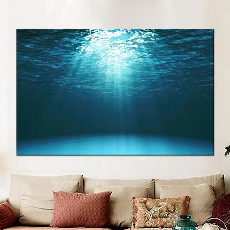 Lienzo costero azul submarino tropical - Panel artístico impreso