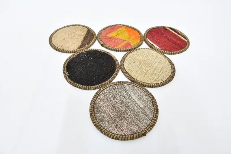 Posavasos redondos bohemios, posavasos étnicos rojos y naranjas