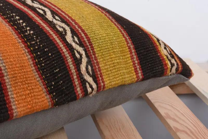 Antique Pillows, Boho Pillow, Pillow, Boho Chic Cushion Cover, Vintage Throw Cushion Cover, Kilim Pillow Cover, 12x24 Orange Cushion - 7