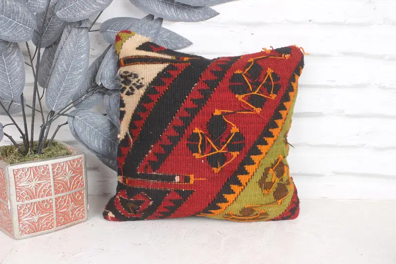 12x12 Red Pillow Case, Interior Designer Pillow, Boho Pillow Sham Cover, Gift Pillow, Handmade Throw Cushion Cover, Pillow Case - 1
