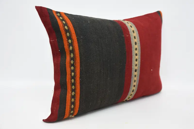 Yoga Cushion Case, Pillow Sham, Sofa Cushion, 20x28 Red Cushion Case, Ethnical Kilim Rug Pillow, Throw Kilim Pillow, Antique Pillows - 3