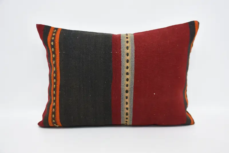 Yoga Cushion Case, Pillow Sham, Sofa Cushion, 20x28 Red Cushion Case, Ethnical Kilim Rug Pillow, Throw Kilim Pillow, Antique Pillows - 1