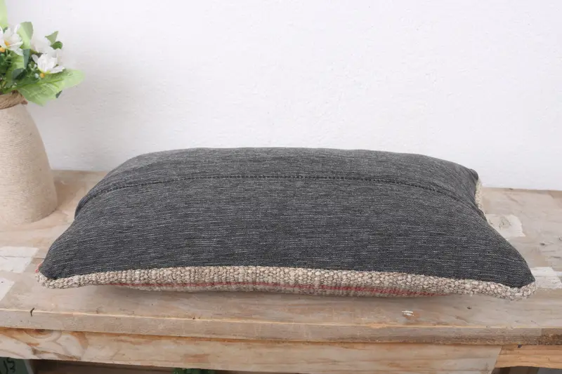 Handmade Rug Seat Cushion, Kilim Cushion Sham, Cushion Case, Pillow for Couch, Throw Kilim Pillow, Custom Cushion, 8x16 Beige Pillow - 7