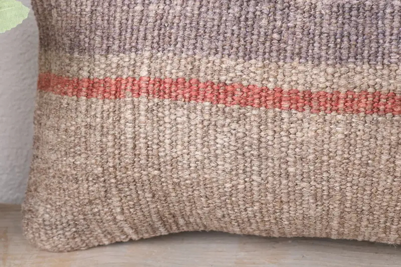Handmade Rug Seat Cushion, Kilim Cushion Sham, Cushion Case, Pillow for Couch, Throw Kilim Pillow, Custom Cushion, 8x16 Beige Pillow - 3