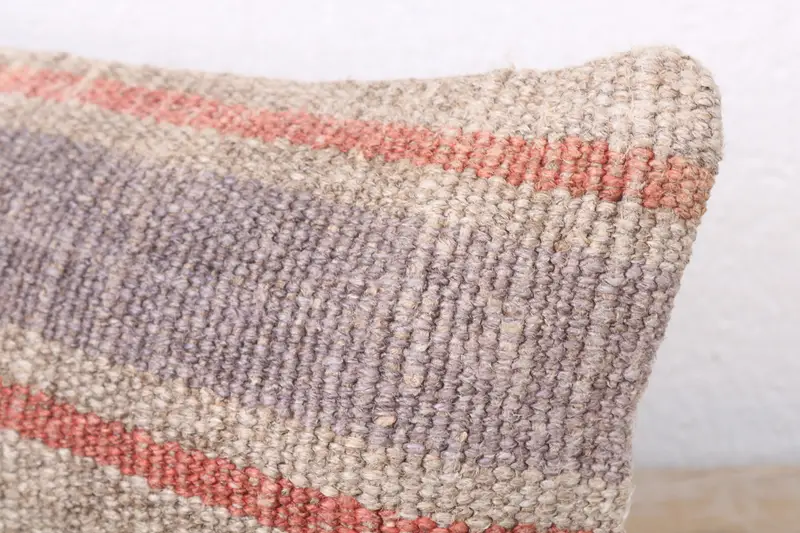 Handmade Rug Seat Cushion, Kilim Cushion Sham, Cushion Case, Pillow for Couch, Throw Kilim Pillow, Custom Cushion, 8x16 Beige Pillow - 5