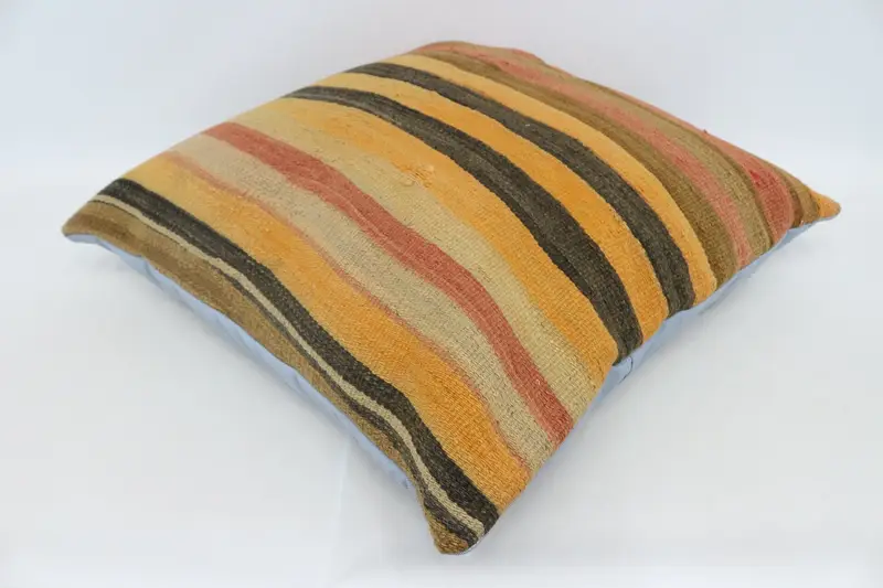 Throw Kilim Pillow, Pillow Sham, Boho Pillow, 28x28 Orange Pillow Cover, Handmade Kilim Cushion, Designer Throw Pillow, One Of A Kind Pillow Case - 6