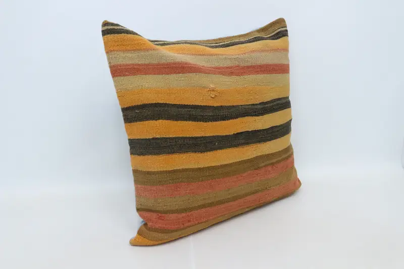 Throw Kilim Pillow, Pillow Sham, Boho Pillow, 28x28 Orange Pillow Cover, Handmade Kilim Cushion, Designer Throw Pillow, One Of A Kind Pillow Case - 3