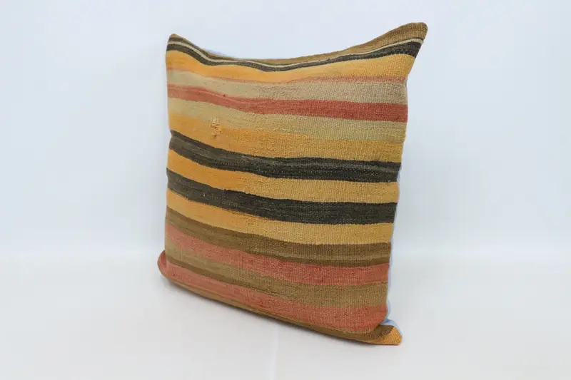 Throw Kilim Pillow, Pillow Sham, Boho Pillow, 28x28 Orange Pillow Cover, Handmade Kilim Cushion, Designer Throw Pillow, One Of A Kind Pillow Case - 4