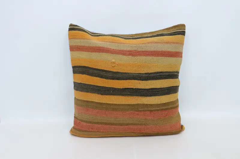 Throw Kilim Pillow, Pillow Sham, Boho Pillow, 28x28 Orange Pillow Cover, Handmade Kilim Cushion, Designer Throw Pillow, One Of A Kind Pillow Case - 1