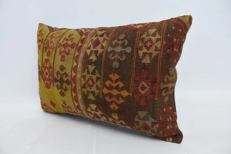 Neutral Throw Cushion Case, Vintage Kilim Pillow, Pillow Cover, 16x24 Green Cushion, Pastel Cushion Case, Kilim Pillow, Kilim Pillow Cover - 4
