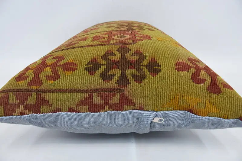 Neutral Throw Cushion Case, Vintage Kilim Pillow, Pillow Cover, 16x24 Green Cushion, Pastel Cushion Case, Kilim Pillow, Kilim Pillow Cover - 5