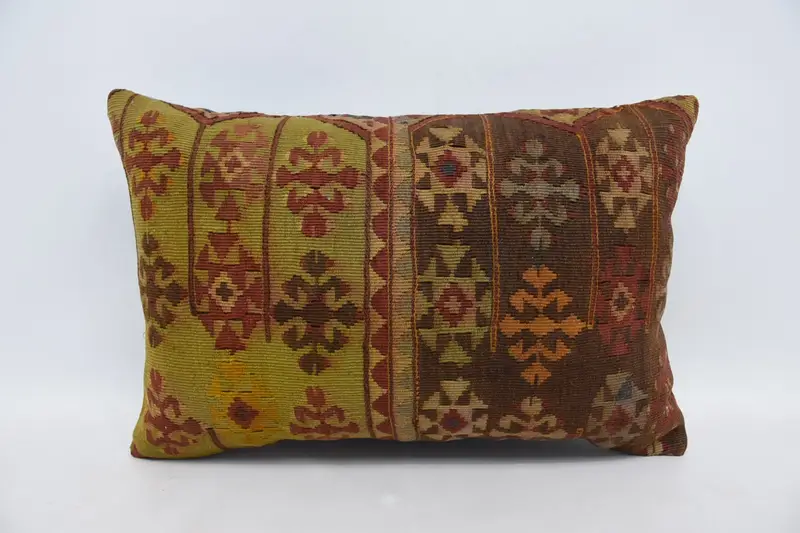 Neutral Throw Cushion Case, Vintage Kilim Pillow, Pillow Cover, 16x24 Green Cushion, Pastel Cushion Case, Kilim Pillow, Kilim Pillow Cover - 1
