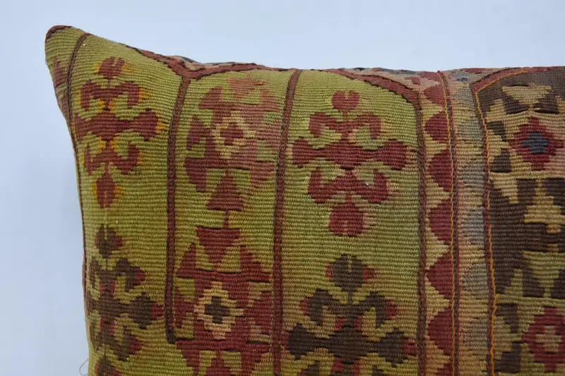 Neutral Throw Cushion Case, Vintage Kilim Pillow, Pillow Cover, 16x24 Green Cushion, Pastel Cushion Case, Kilim Pillow, Kilim Pillow Cover - 2