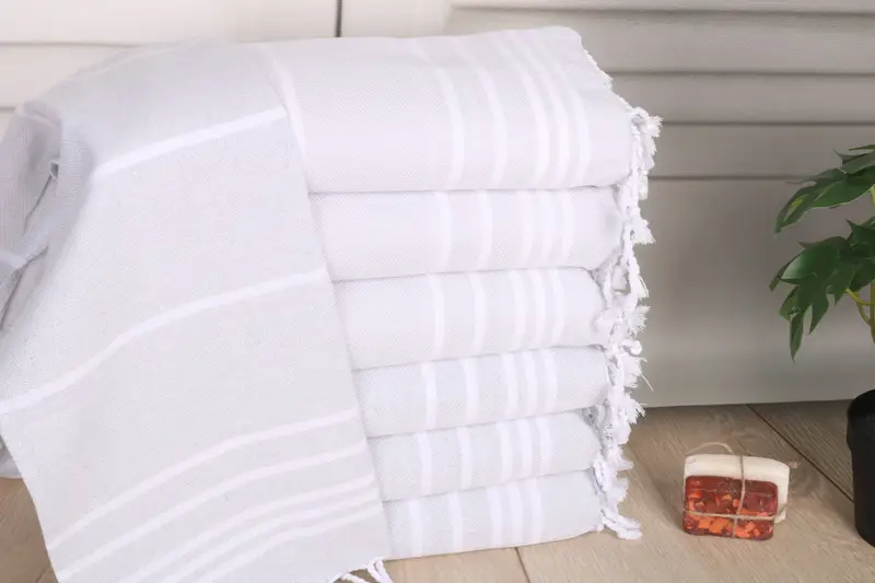 Striped Tea Towel Light Gray Organic Cotton, 38x18 inches