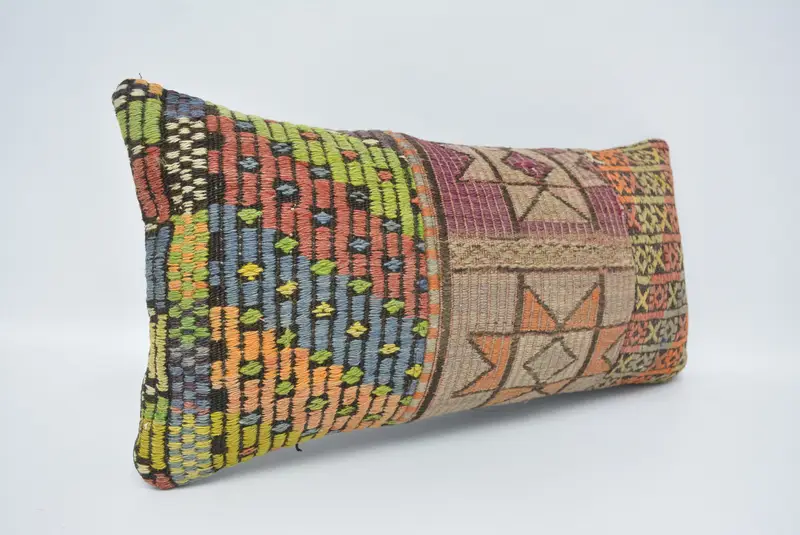 Pattern Throw Pillow Cover, Cushion, 12x24 Green Pillow Case, Decorative Pillow Cover, Turkish Pillow, Home Decor Pillow, Throw Kilim Pillow - 3