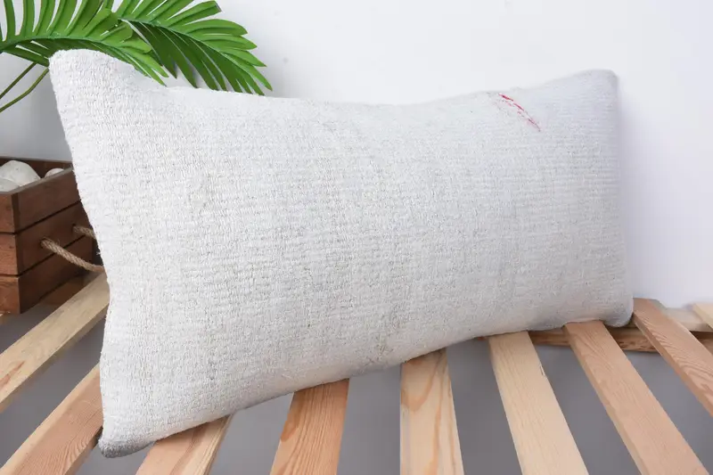 12x24 White Pillow Sham, Kilim Rug Cushion Cover, Kilim Pillow, Ethnical Kilim Rug Pillow, Designer Throw Cushion Case, Antique Pillows, Pillow Sham - 5