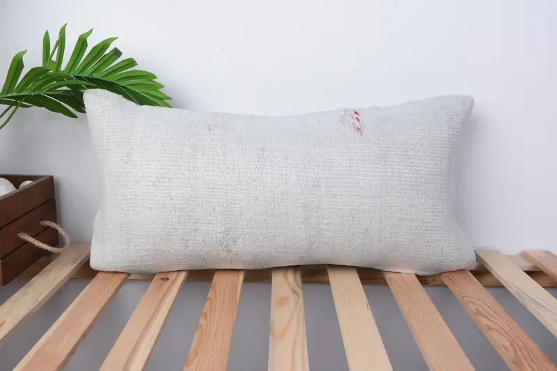12x24 White Pillow Sham, Kilim Rug Cushion Cover, Kilim Pillow, Ethnical Kilim Rug Pillow, Designer Throw Cushion Case, Antique Pillows, Pillow Sham - 1