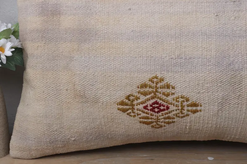 Aztek Yastık Kılıfı, Türk Yastığı, Kanepe Yastığı, 12x24 Bej Yastık Kapağı, El Yapımı Yastık Kapağı, Yastık Kılıfı, Hediye Yastığı - 3