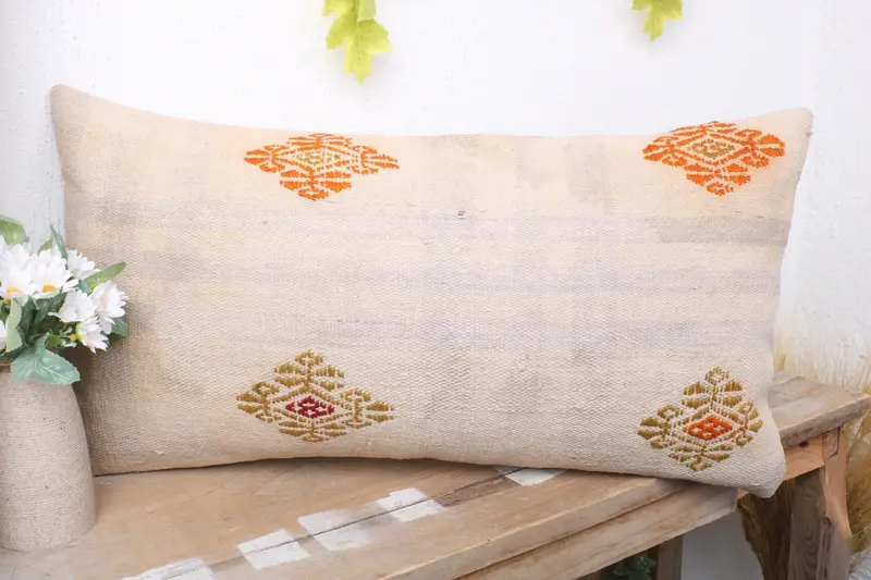 Aztek Yastık Kılıfı, Türk Yastığı, Kanepe Yastığı, 12x24 Bej Yastık Kapağı, El Yapımı Yastık Kapağı, Yastık Kılıfı, Hediye Yastığı - 4