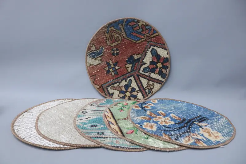 Manteles individuales bohemios de bronce y blanco, manteles individuales redondos de 35 pulgadas