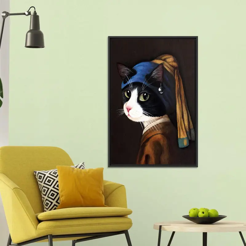 モダンな猫愛好家キャンバス: 抽象的な猫アート プリント