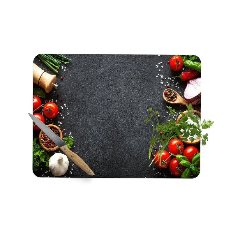 Tempered Glass Cutting Board with Non-Slip Feet for Kitchen