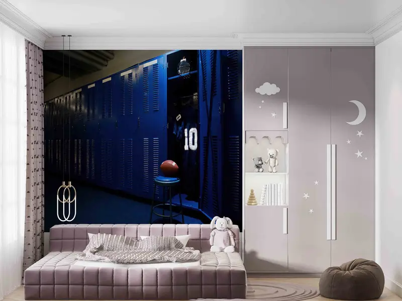 Man Cave Paper Craft, American Ball Wall Decor, Dressing Room Digital Paper, Locker Room Wall Decals, Stick On Wallpaper Art Deco, - 3