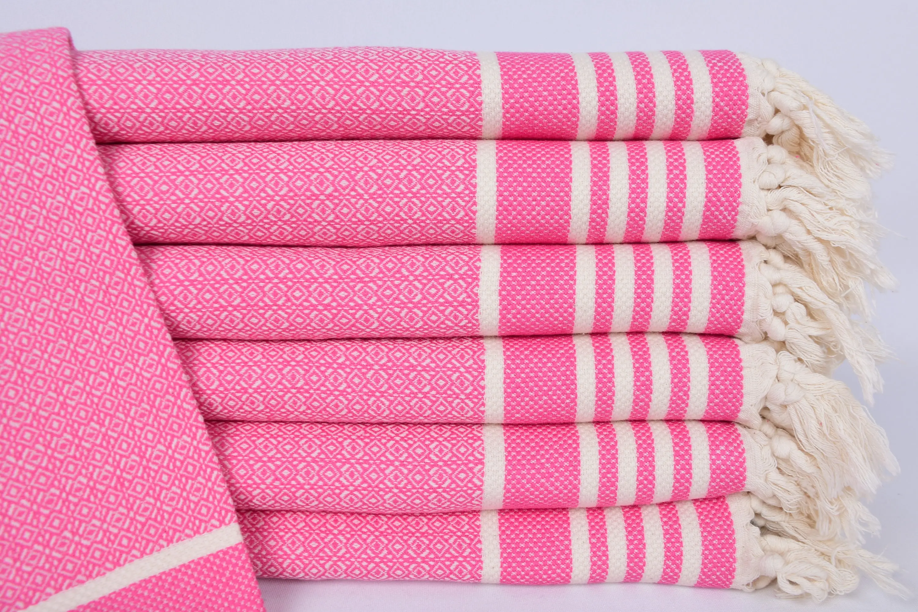 Small Bath Towel Monogram Turkish Cotton Pink, 32x16 Inches - 1