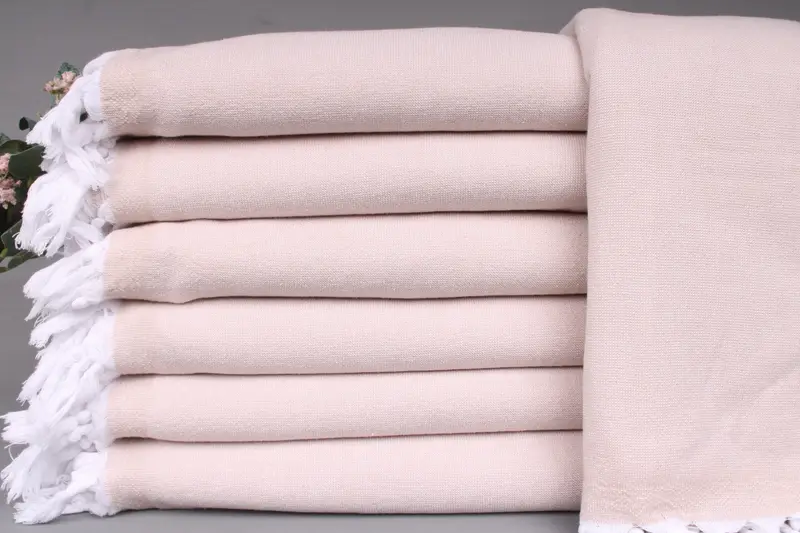 Personalized Turkish Beach Towel Beige Terry, 36x67 Inches