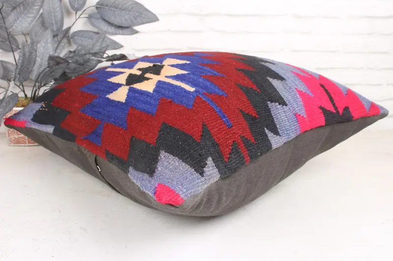24x24 Pink Cushion Case, Knitted Cushion Case, Pillow Sham, Vintage Pillow, Turkish Kilim Pillow, Lounge Throw Cushion Case, Kilim Pillow Cover - 6