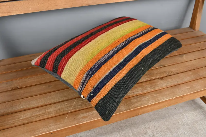 Ethnical Kilim Rug Pillow, Customized Pillow Case, 16x24 Red Cushion Cover, Pillow Cover, Gift Pillow, Vintage Kilim Throw Pillow - 2