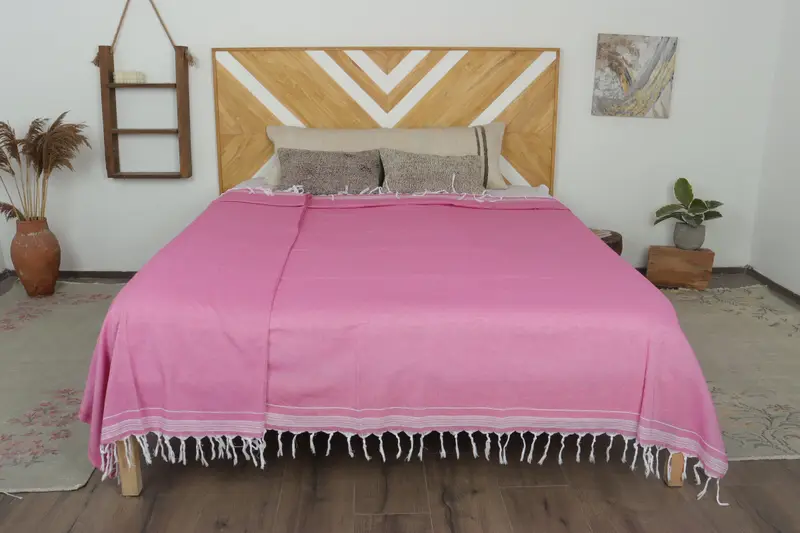 Organic Throw, Throw Blanket Couch, Turkish Bedcover, Turkish Throw Blanket, Woven Blanket, Tablecloth, 92x56 Cotton Striped Towel, Memorial Gift - 1