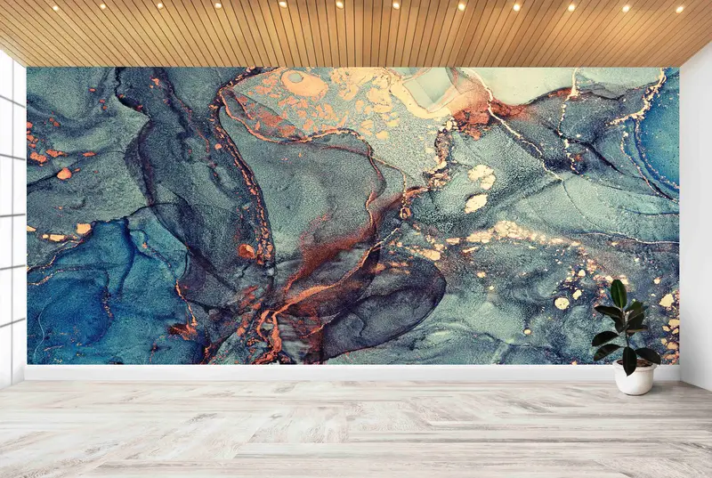 高級大理石プリント壁紙: エレガントな空間を演出します。